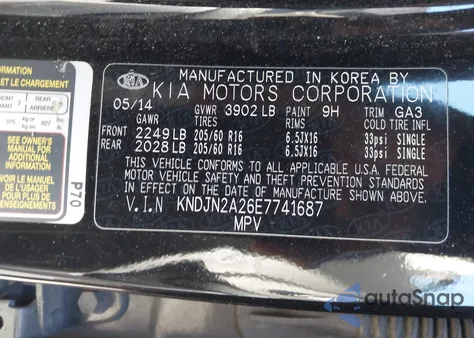 2014 Kia Soul z USA, uszkodzony, nr VIN KNDJN2A26E7741687